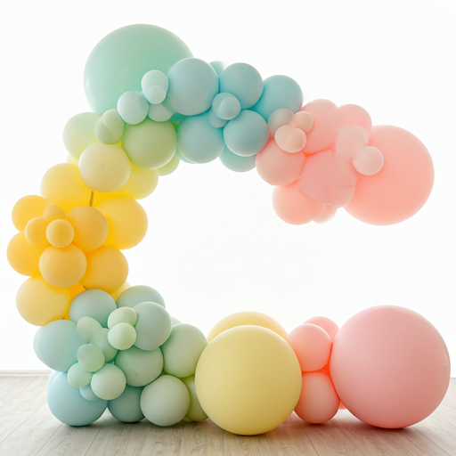 Balloon arch decoration in pastel colors
