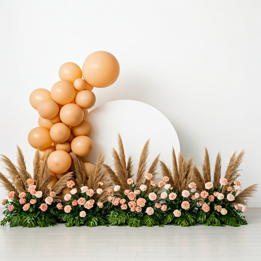 Elegant floral and balloon event decoration background